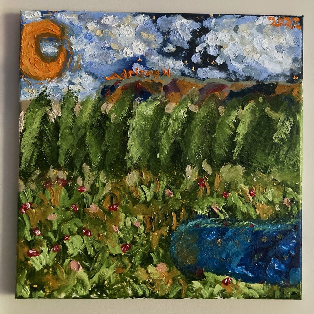 “mushroom forest” oil painting